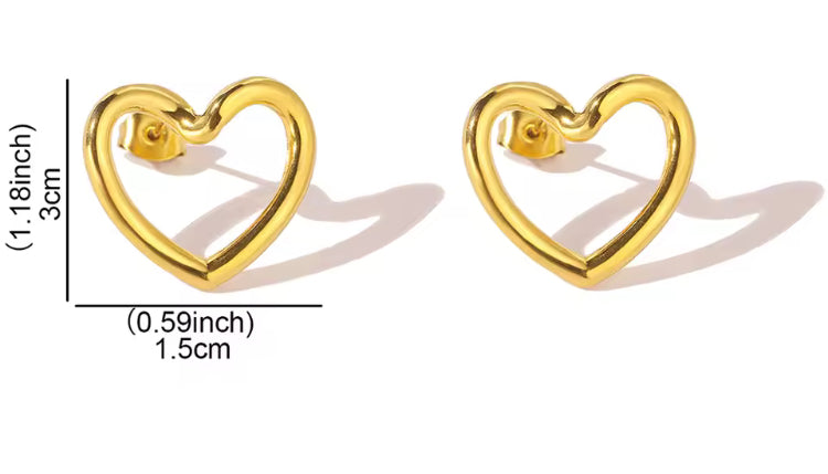EDELSTAHL- Ohrringe „Open Heart Stud“ Silber + Gold
