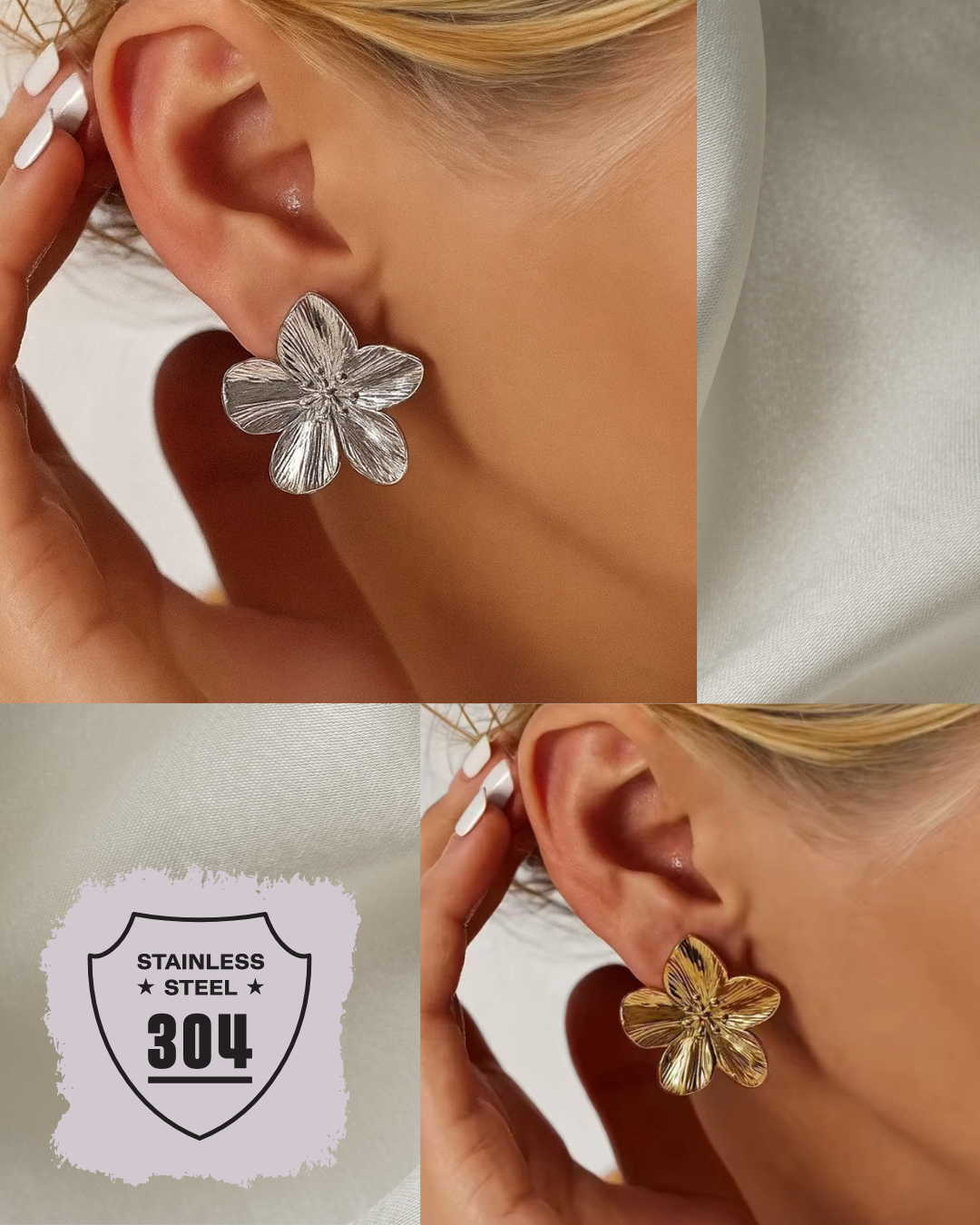 EDELSTAHL- Ohrstecker „Eternal Bloom“ Silber + Gold