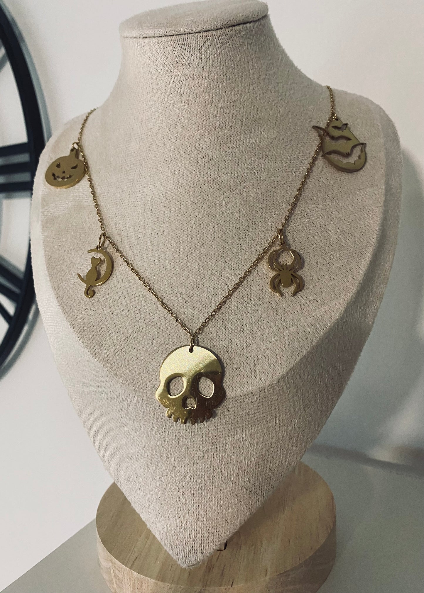 EDELSTAHL- Kette „Nachtschatten Charme“ Silber + Gold