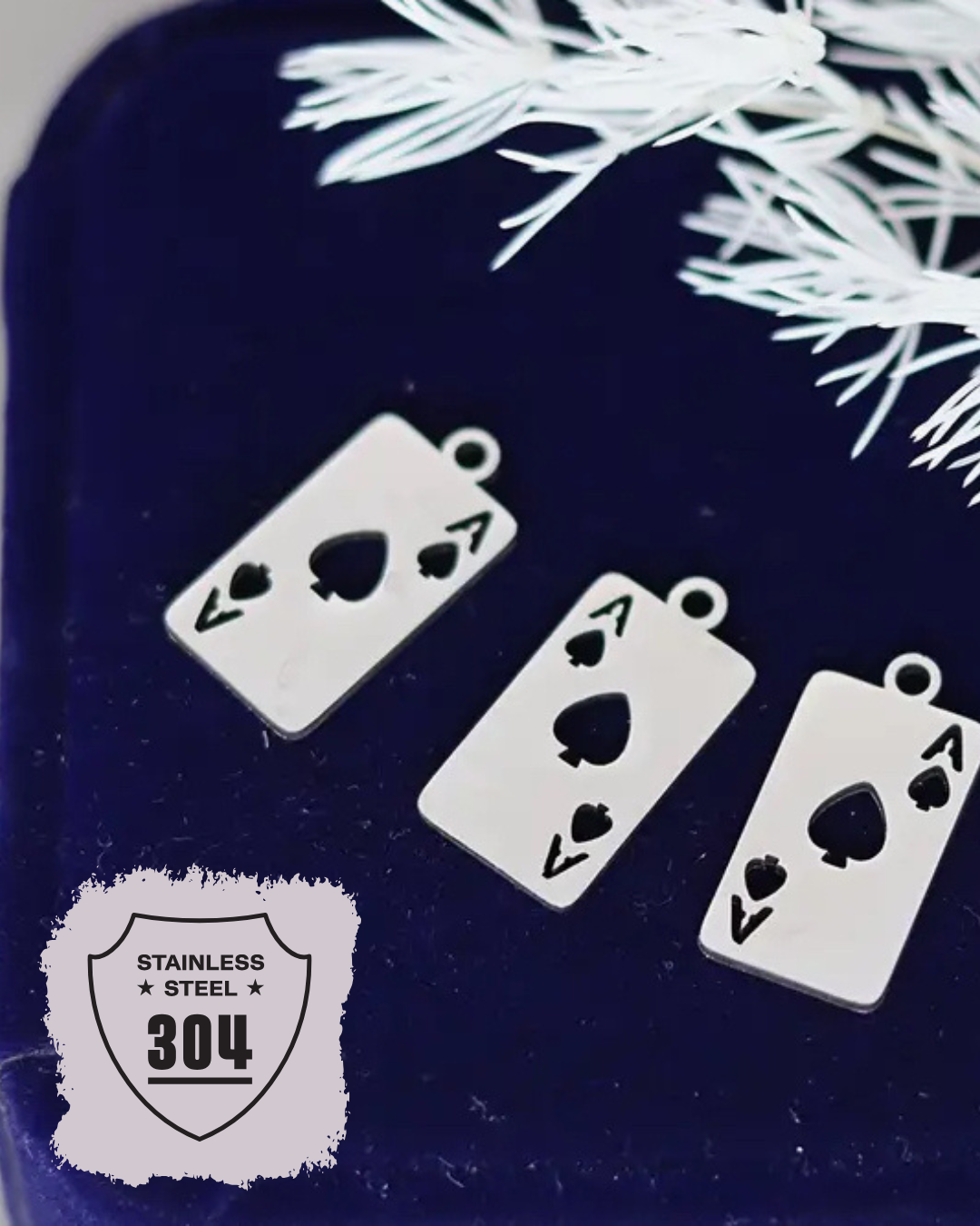 EDELSTAHL- Spielkarte - Charm Silber