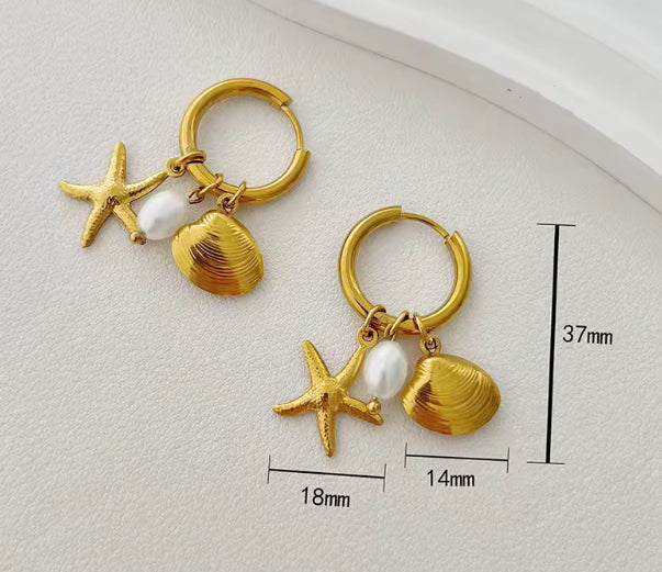 EDELSTAHL- Ohrringe „Ocean Treasures“ Silber + Gold