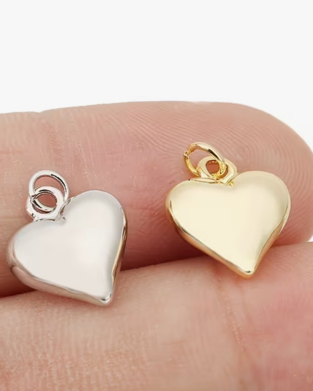 Herz rund- Charm Silber + Gold
