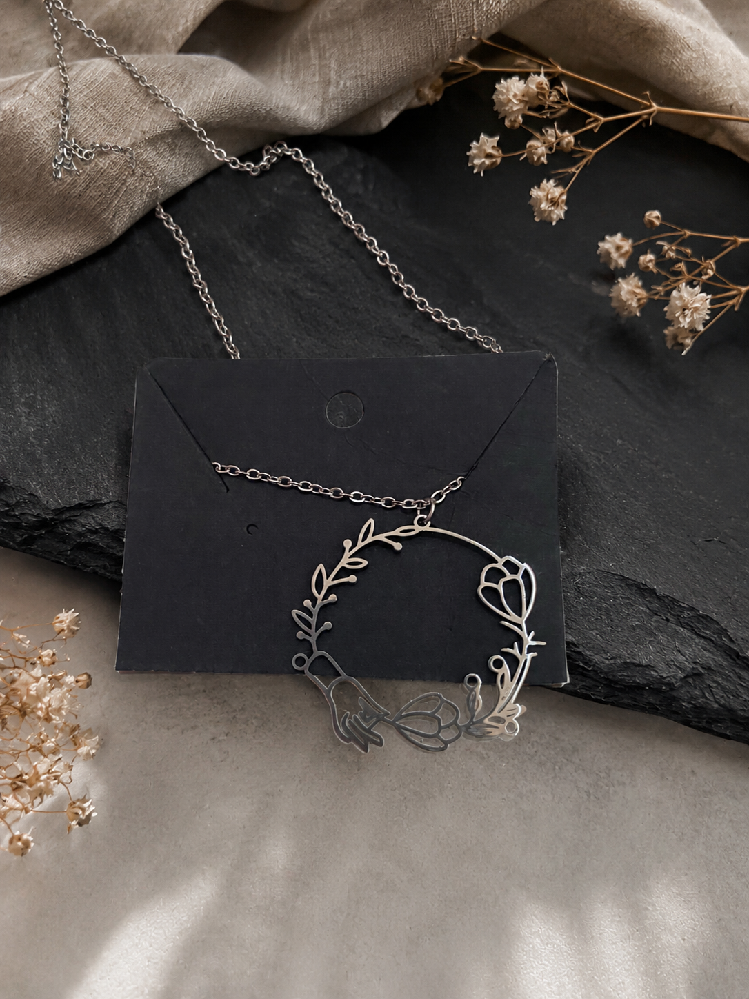 EDELSTAHL- Kette „Blooming Circle“ Silber