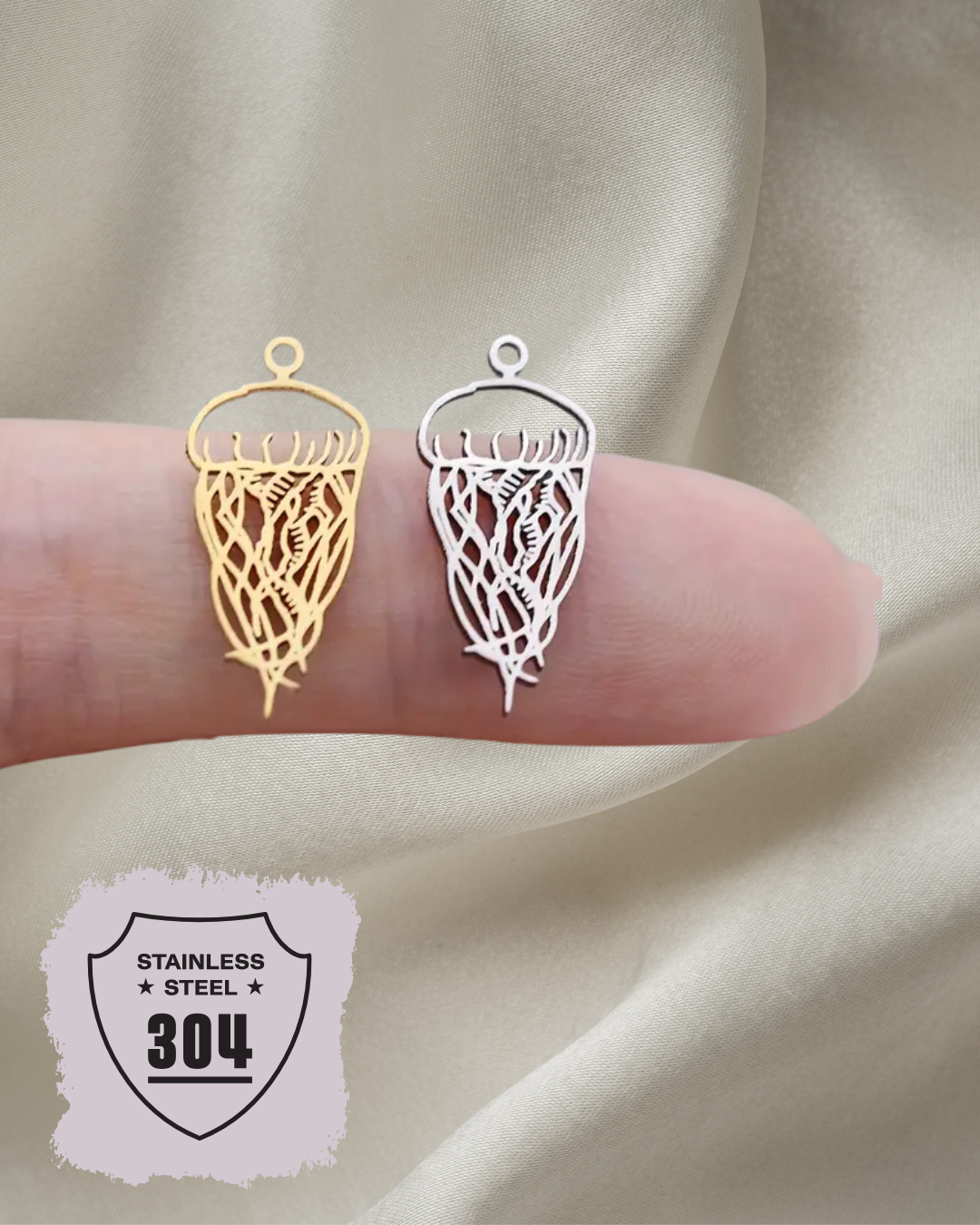 EDELSTAHL- Qualle - Charm Silber + Gold
