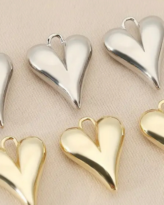 Herz Ornament- Charm Silber + Gold