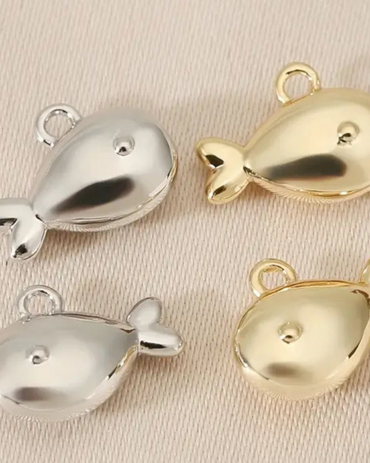 Fisch- Charm Silber + Gold