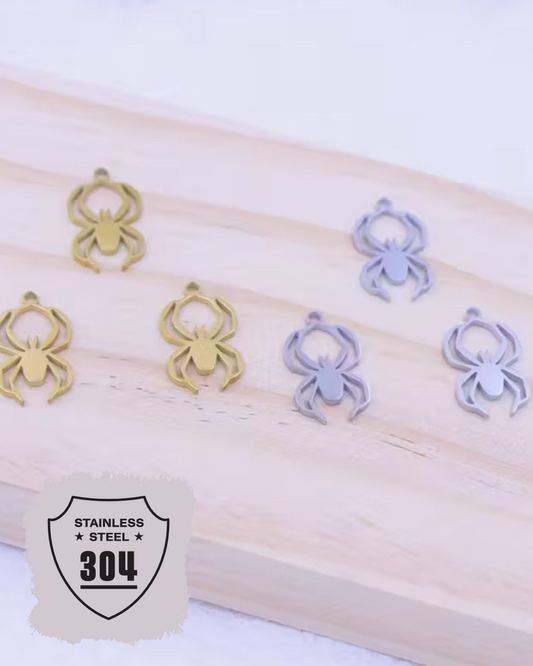 EDELSTAHL- Spinne - Charm Silber + Gold