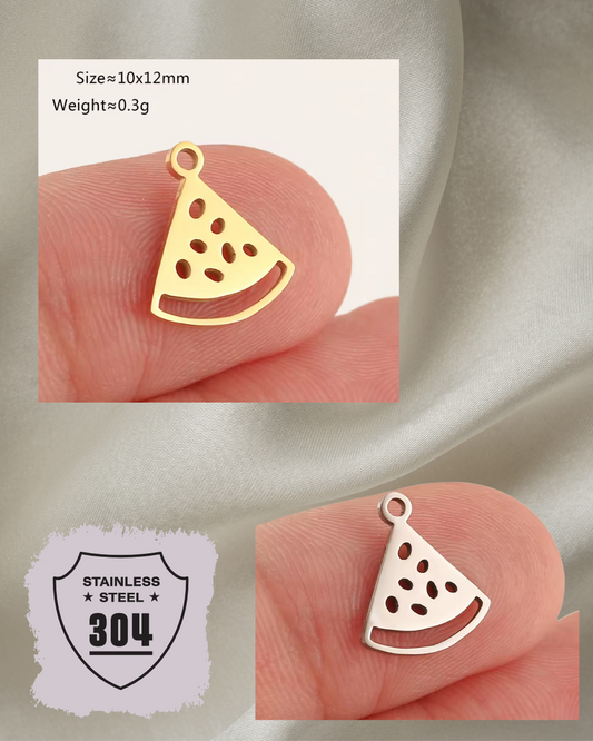 EDELSTAHL- Wassermelone- Charm Silber + Gold