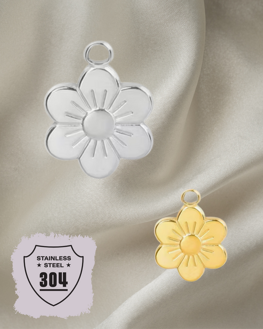 EDELSTAHL- Kirschblüte - Charm Silber + Gold