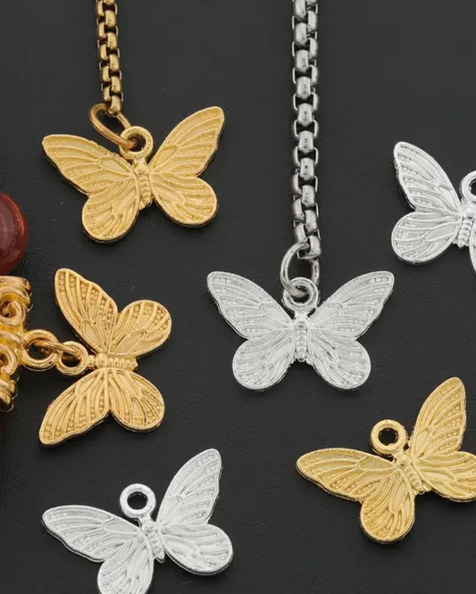 Schmetterling- Charm Silber + Gold