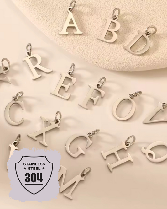 EDELSTAHL- Buchstaben - Charm Silber