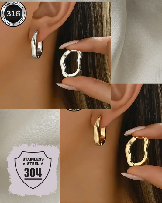EDELSTAHL- Ohrringe „Wave Motion“ Silber + Gold