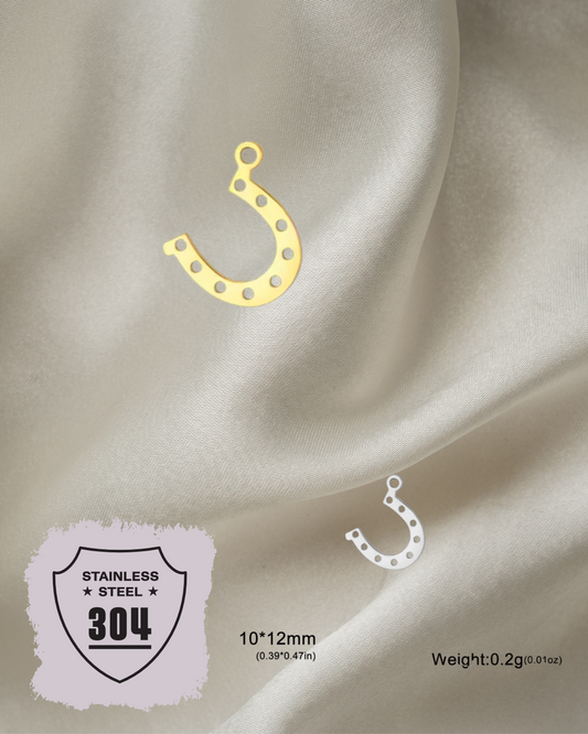 EDELSTAHL- Hufeisen- Charm Silber + Gold