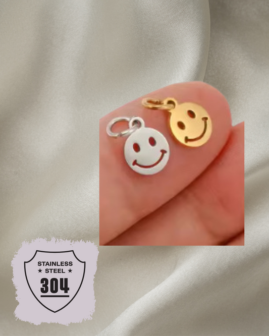 EDELSTAHL- Smiley - Charm Silber + Gold