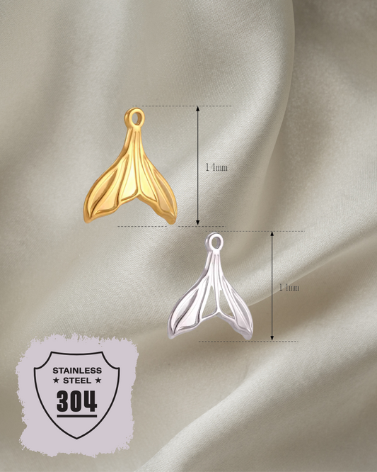 EDELSTAHL- Meerjungfrauenschwanz- Charm Silber + Gold