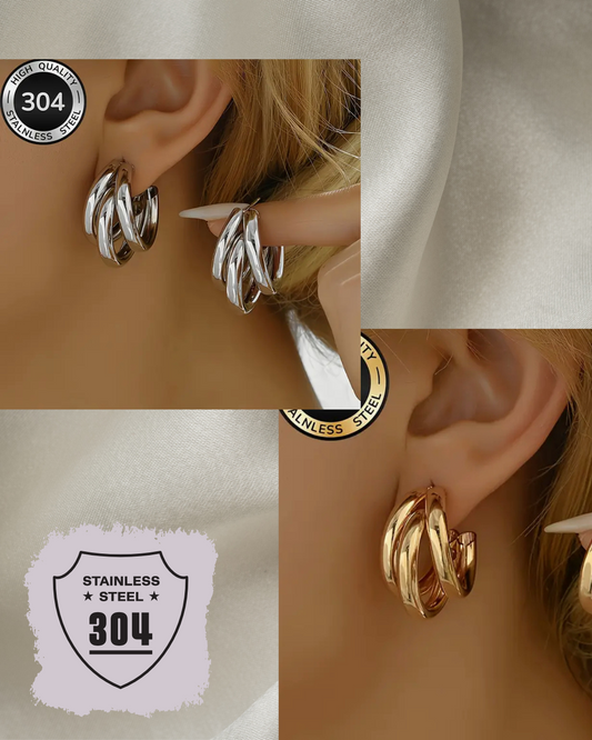 EDELSTAHL- Ohrringe „Twist of Elegance“ Silber + Gold