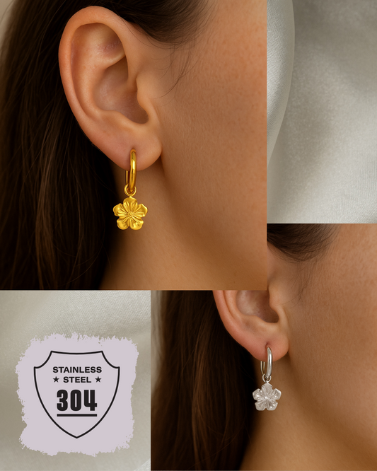 EDELSTAHL- Ohrringe „Floral Charme“ Silber + Gold