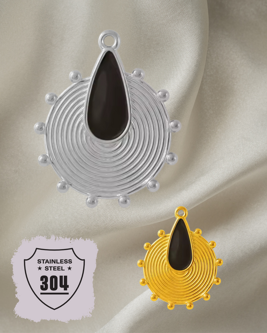 EDELSTAHL- Tropfen - Charm Silber + Gold