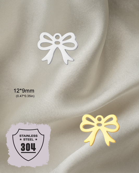 EDELSTAHL- Schleife - Charm Silber + Gold