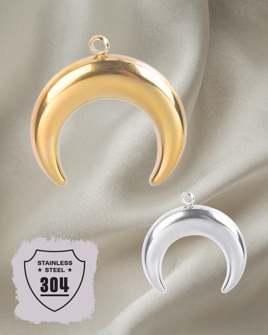 EDELSTAHL- Mond - Charm Silber + Gold