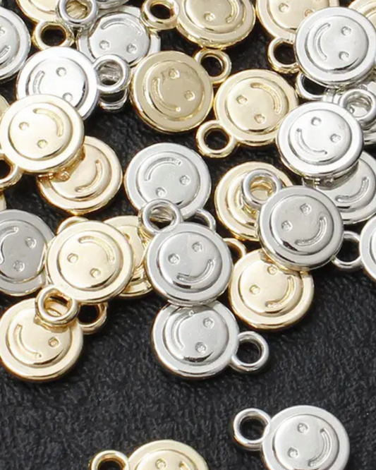 Smiley- Charm Silber + Gold