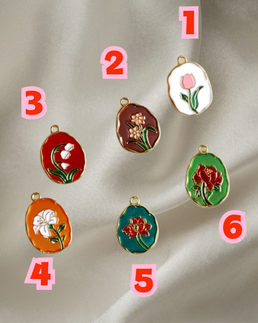 Vintage Blumenbild- Charm Gold