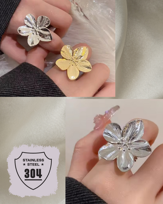 EDELSTAHL- Ring verstellbar  „Eternal Bloom“ Silber + Gold