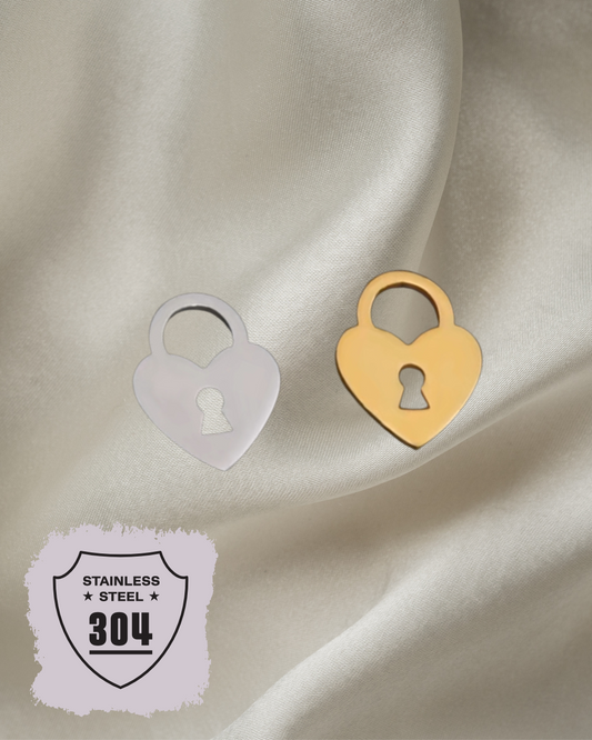 EDELSTAHL- Liebesschloss - Charm Silber + Gold