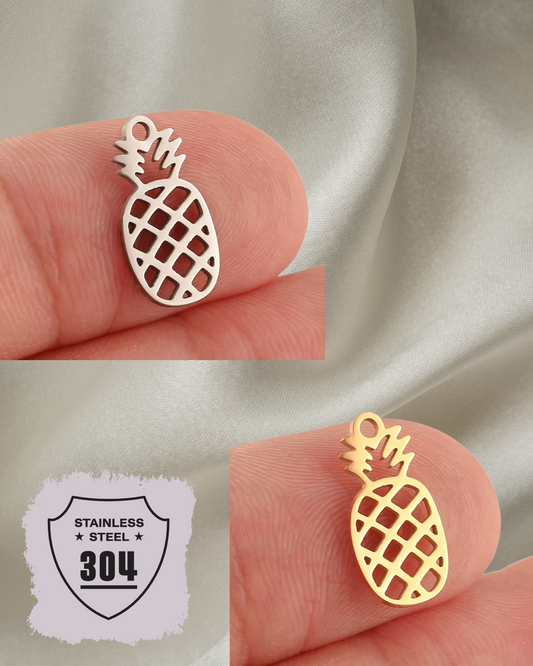 EDELSTAHL- Ananas - Charm Silber + Gold