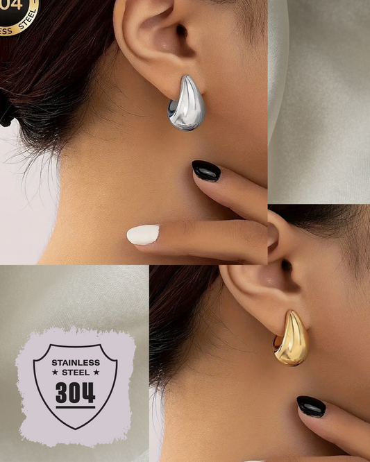 EDELSTAHL- Ohrringe „Lustrous Curve“ Silber + Gold