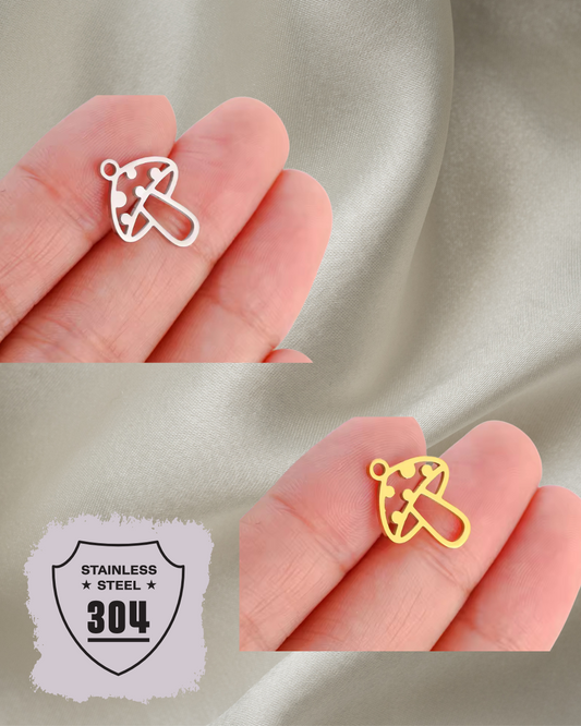EDELSTAHL- Pilz 2 - Charm Silber + Gold
