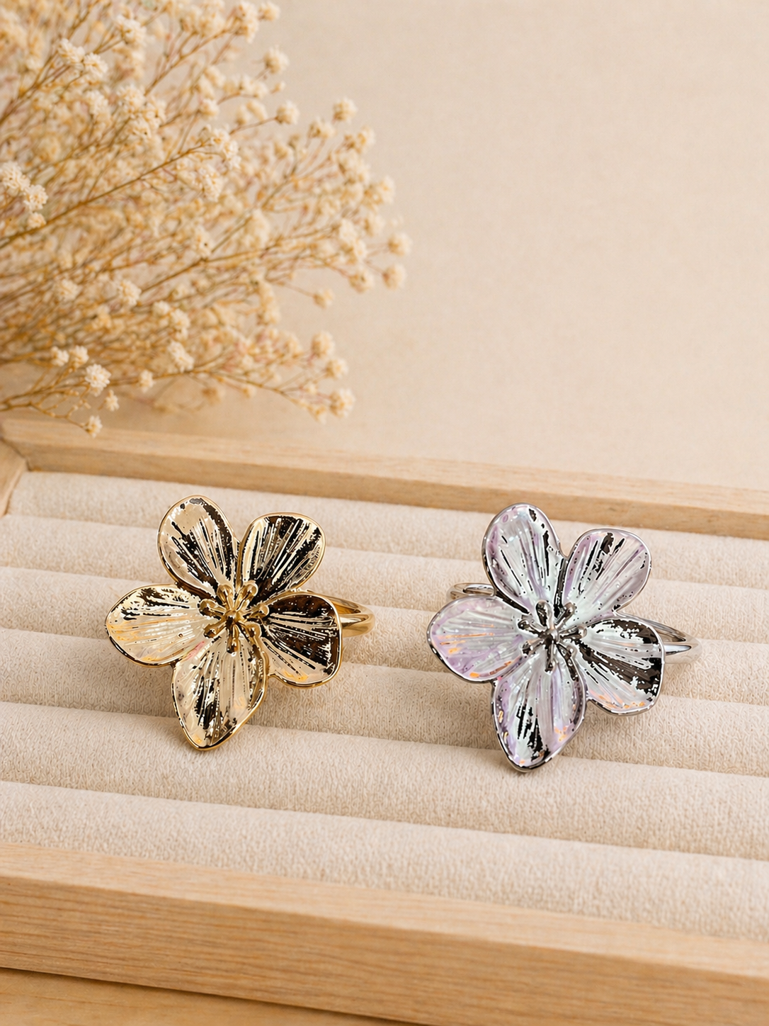 Blume Edelstahl Ringe