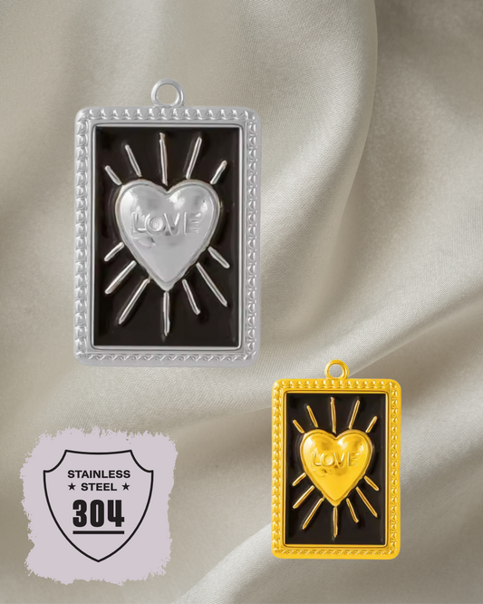 EDELSTAHL- LOVE Schwarz - Charm Silber + Gold