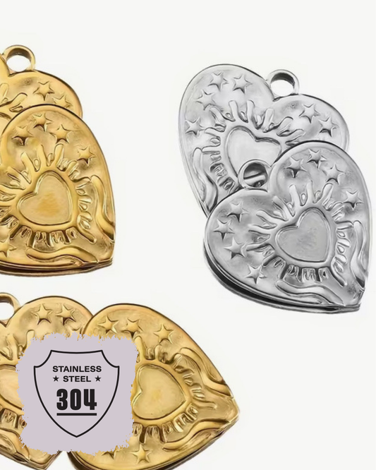 EDELSTAHL- Sonnenherz- Charm Silber + Gold
