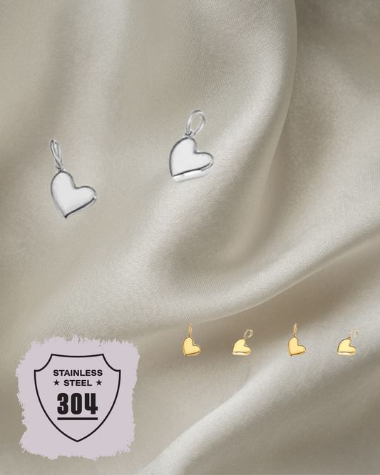 EDELSTAHL- Mini Herz- Charm Silber + Gold