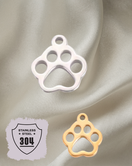 EDELSTAHL- Pfoten- Charm Silber + Gold