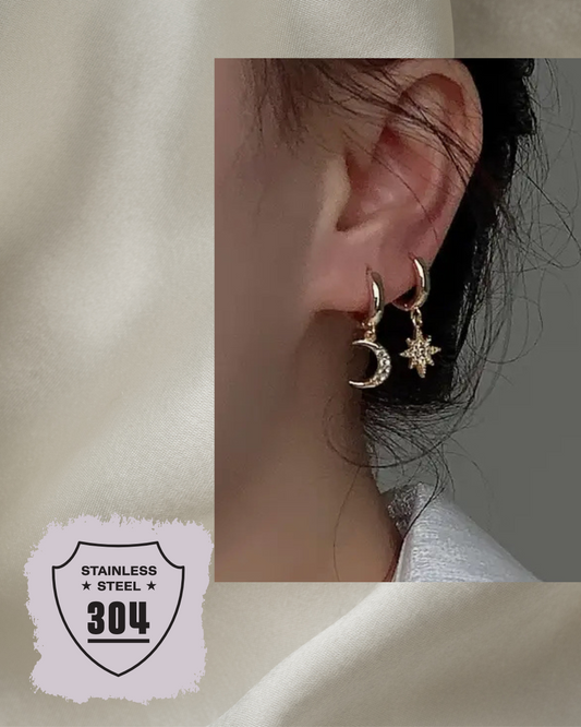 EDELSTAHL- Ohrringe „Starlight Serenade“ Silber + Gold