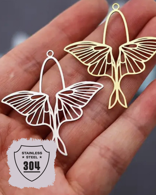 EDELSTAHL- Motte- Charm Silber + Gold