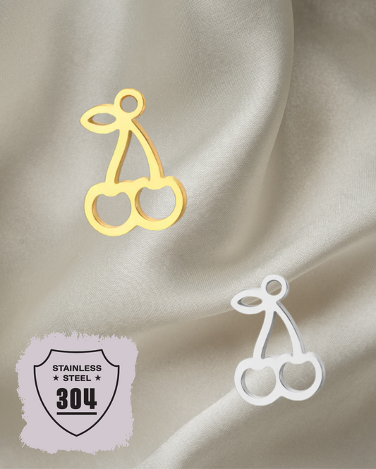 EDELSTAHL- Kirsche - Charm Silber + Gold