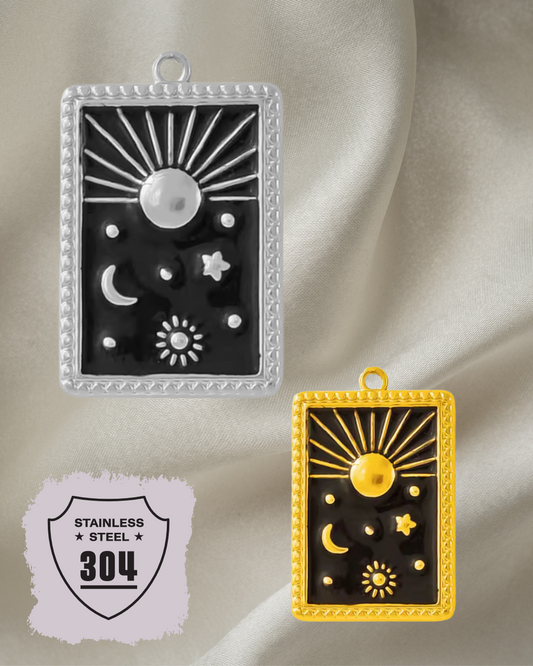 EDELSTAHL- Himmelskörper - Charm Silber + Gold