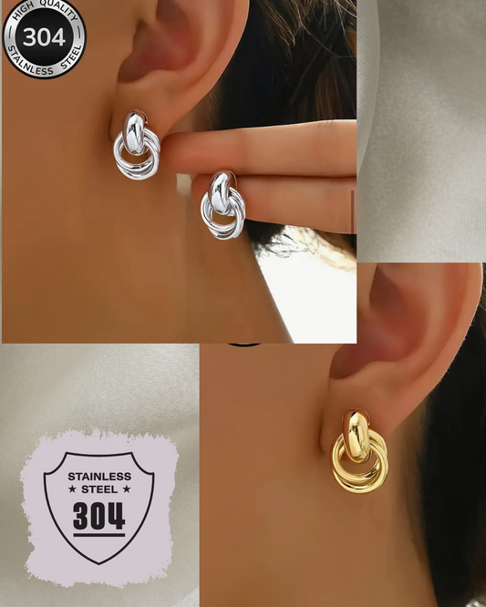 EDELSTAHL- Ohrringe „Infinity Knot“ Silber + Gold