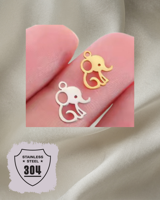 EDELSTAHL- Elefant - Charm Silber + Gold