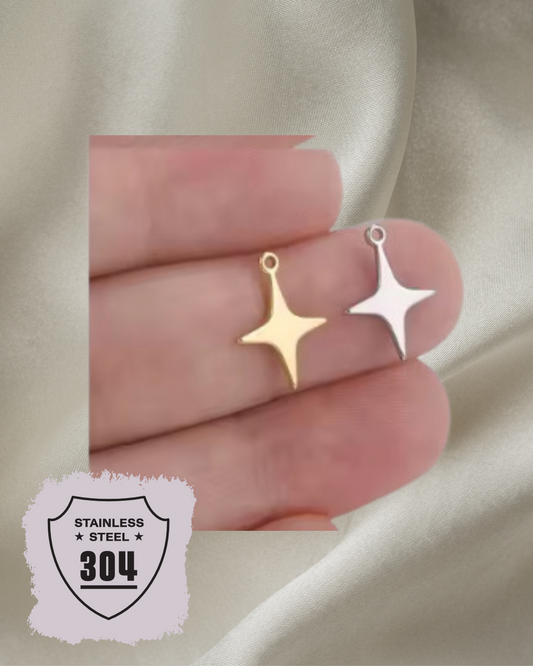 EDELSTAHL- Funken - Charm Silber + Gold