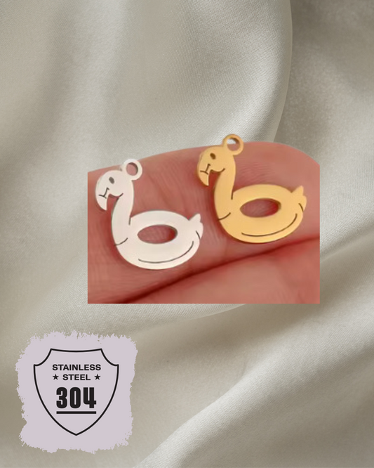 EDELSTAHL- Flamingo - Charm Silber + Gold