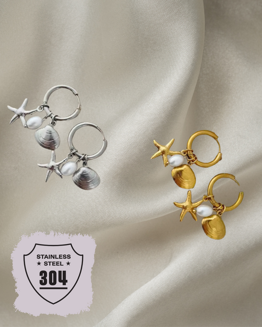 EDELSTAHL- Ohrringe „Ocean Treasures“ Silber + Gold