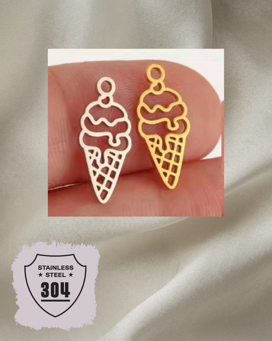 EDELSTAHL- Eis - Charm Silber + Gold