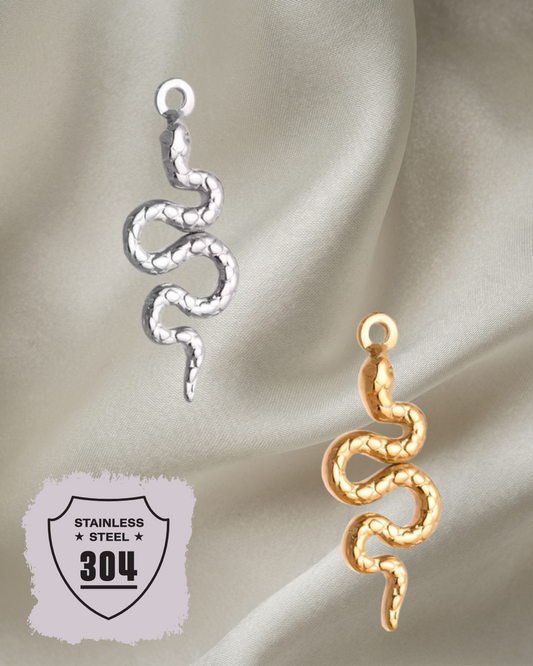 EDELSTAHL- Schlangen - Charm Silber + Gold