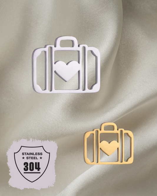 EDELSTAHL- Koffer- Charm Silber + Gold