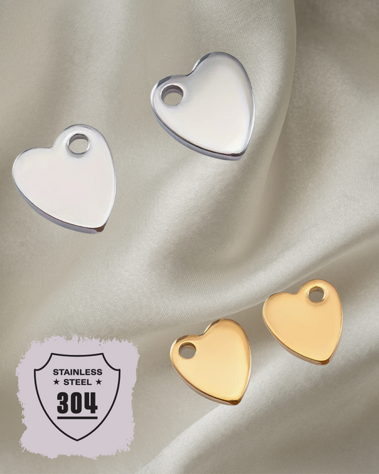 EDELSTAHL- Basic Herz - Charm Silber + Gold