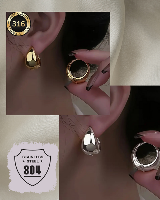 EDELSTAHL- Ohrringe „Luxe Teardrop “ Silber + Gold